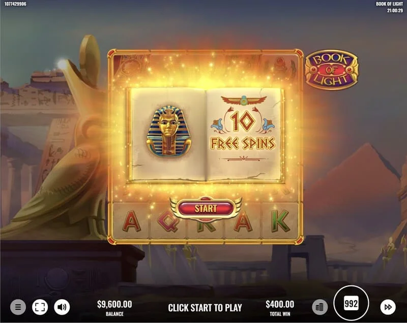 Book of Lights - Free Spins geactiveerd en het uitbreidende symbool